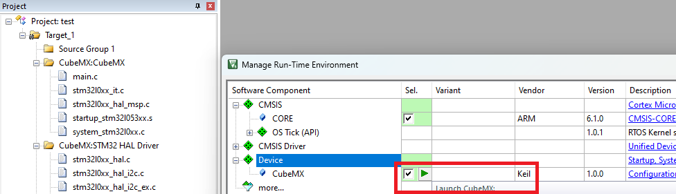 uVision - CubeMX Integration