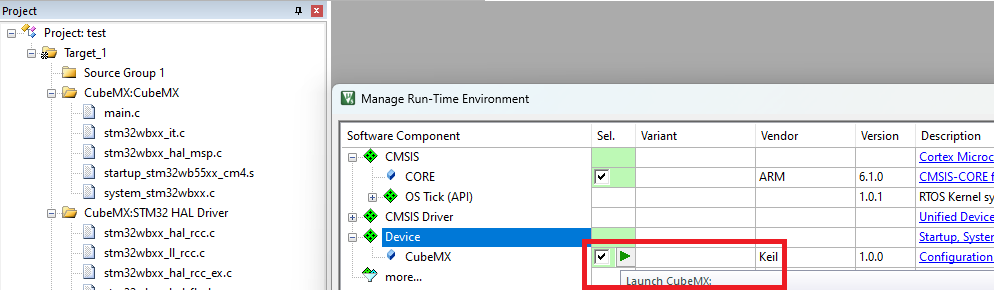 uVision - CubeMX Integration