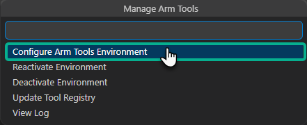Manage Arm Tools - Configure Arm Tools Environment